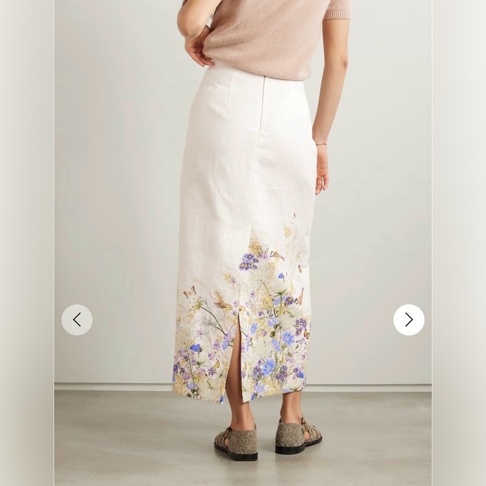 AU0P NWT Zimmermann Harmony Floral- print linen midi skirt - Picture 3 of 12